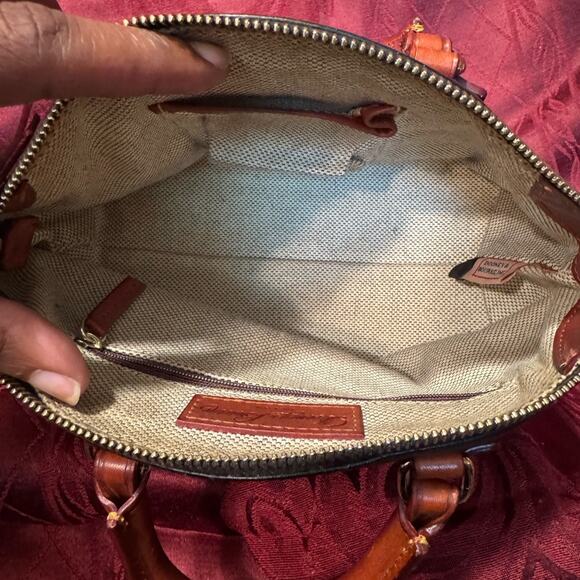 Dooney & Bourke Black Leather Satchel with Tan Handles - Picture 7 of 9